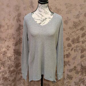 AnyBody Gray Waffle Knit Long Sleeve Shirt, Size M, Excellent Used Condition!